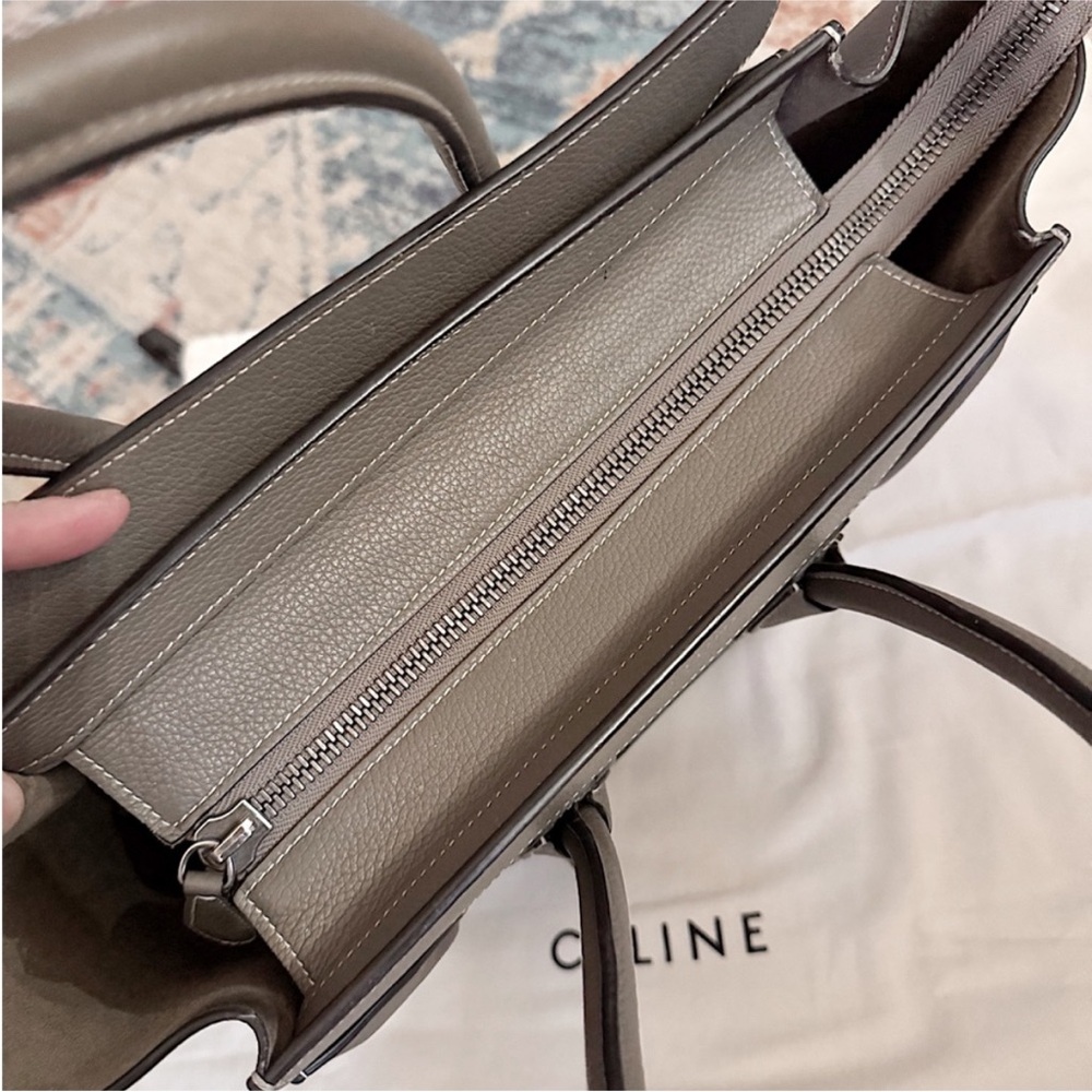SOLD‼️Celine small luggage top handle satchel Gray taupe Leather Tote Bag - Picture 12 of 16